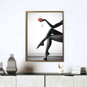 Toile imprimée : Décoration de chambre érotique avec femme sexy, encadrée en or - Product Image 1