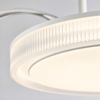Ventilateur de plafond moderne en fer invisible avec lumière LED, lustre à 4 pales, lampe circulatrice d'air ronde pour salon et chambre à coucher