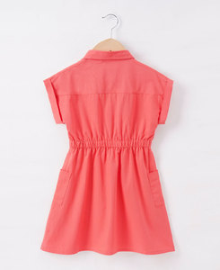 Boutique Fashion Party <b>Dress</b> 13-Year-<b>Old</b> Baby Girls Cotton Eco-Friendly Breathable Elasticated Waist Turn-down Collar Short - Product Image 4