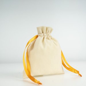 Velvet Rose <b>Drawstring</b> <b>Pouch</b> Orange Ribbon 4 5 (10 13 Cm) Screen Printed Recyclable Embroidered for Gemstones Necklaces - Product Image 5
