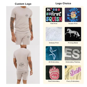 Chándal de camisa corta personalizado de alta calidad OEM para hombre, conjuntos de pantalones cortos de dos piezas deportivos de verano transpirables con diseños estampados informales - Product Image 2