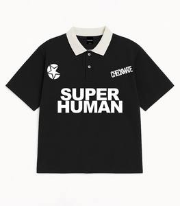 Camiseta de punto de algodón 100% Unisex con cuello redondo para Polo, ropa de calle gráfica con estampado personalizado, estilo informal para Look Skater Style Oversize - Product Image 1