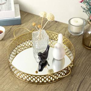 Grossiste Plateau décoratif de Noël Forme ronde Miroir Décoration de table en métal pour la maison Hôtel & Restaurants Utilisation. - Product Image 1