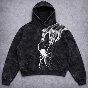 Sweat à capuche en coton coupe classique, effet délavé unique, noir pour homme, sweats à capuche délavés sur mesure, sweats à capuche de haute qualité - Product Image 1