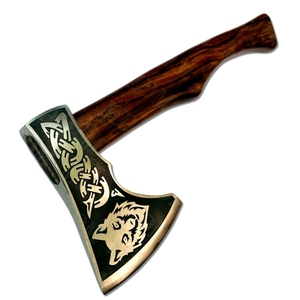 ขวานขวานเหล็กดามัสกัสพร้อมใบมีดแกะสลักด้ามจับทำจากไม้แบบมีล้อ - Product Image 6