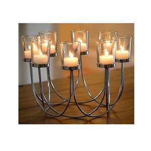 Ensemble de 2 porte-bougies en métal au design magnifique, de différentes tailles, en forme de feuille, fabriqués en Inde - Product Image 6
