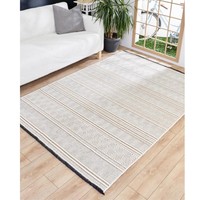 Handgefertigter Jute-Garn-Teppich Umweltfreundliches Geometrisches Muster Rutschfest Waschbar Langlebig Wohndekor