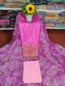 Tissu de Robe en Soie Jacquard Tissée 100% Soie de Qualité Supérieure, Luxueux, à Motifs Floraux et Pierres Perlées, Idéal pour Filles et Festivals - Product Image 6