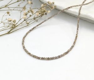 Collar de Plata de Ley 925 con Cuentas Facetadas de Diamante Natural Color Champán, Joyería de Lujo Hecha a Mano, Regalo para Ella - Product Image 3