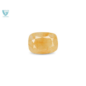 Saphir Jaune Naturel de 7,45 Carats (Pukhraj) - Pierre Précieuse Facettée Taille Émeraude - Product Image 1