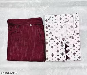 Kurta Blanco estampado de algodón Khadi para mujer con pantalón granate a rayas y conjunto de Dupatta granate Ropa étnica elegante al mejor precio - Product Image 5