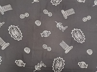 Tissu en rayonne noir brodé de qualité supérieure, respirant et léger, imprimé de motifs grecs blancs, idéal pour les vêtements de mariée pour filles