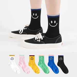 Women's Cotton Crew <b>Socks</b>-Knitted Casual Breathable Cartoon Design <b>with</b> for <b>Face</b> for Daily Use - Product Image 1