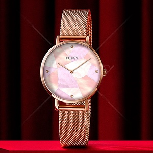 China Designer Make New Model Crystal <strong>Rose</strong> <strong>Gold</strong> Lady <strong>Watch</strong> <strong>Set</strong> for Women - Product Image 4