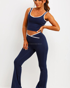 Ensemble de yoga et fitness pour femmes de qualité supérieure, respirant, à séchage rapide, motif uni, 220g, coton biologique et élasthanne, 2 pièces - Product Image 3