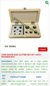 Juego de 7 cortadores de discos en forma de estrella con caja de madera GS 589BJ herramientas de joyería para joyeros - Product Image 2