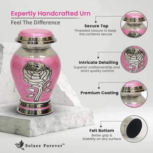 โกศเพลิงศพกุหลาบสีชมพู - โกศของที่ระลึกสําหรับเถ้ามนุษย์ - โกศสีชมพูทํามือสําหรับเถ้าพร้อมกล่องและกระเป๋าระดับพรีเมียม - เกียรติยศของคุณ - Product Image 4