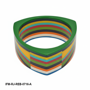 Brazalete de Resina Hecho a Mano con Rayas Multicolores, Estilo Bakelite Cuadrado y Grueso, Brazalete Geométrico de Diseño - Product Image 5