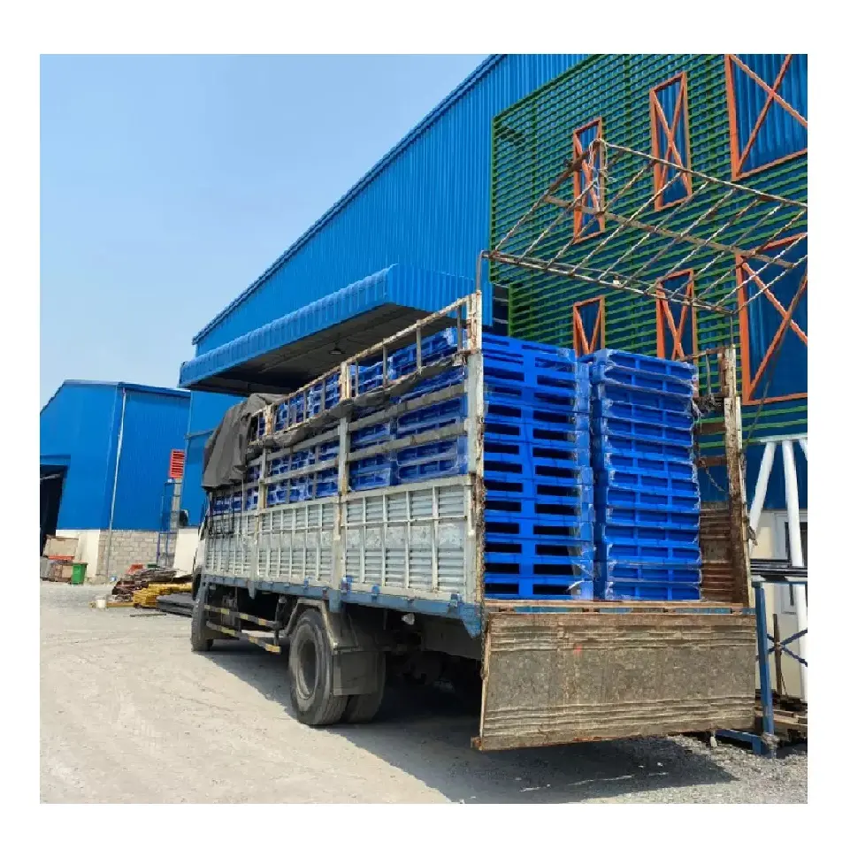 Grey Heavy Duty Slatted rắn Pallet Thép Màu Xanh Pallet Kho Giá thép không gỉ hoặc 500 nhẹ 2000 kg đa lvel