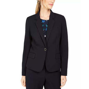 Blazer Monopetto da Donna Calvin Klein Blu Navy Taglia 4 con Ricami, Paillettes e Cristalli Decorativi e Motivo Stampato - Product Image 3