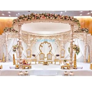 Mandap rond parfait pour cérémonie de mariage, meilleur mandap en bois sculpté à la main de Londres, mandap en bois Anaya pour les mariages indiens au Royaume-Uni - Product Image 1
