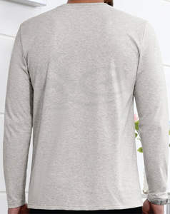 Logo personnalisé 100% coton T-shirt lourd pour hommes respirant coupe ajustée manches longues anti-rides col rond Streetwear confort - Product Image 6