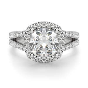 Cushion Cut Diamond Halo <b>Split</b> Shank Anniversary <b>Ring</b> For Women - Product Image 1