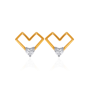 Pendientes de Diamantes con Corte de Corazón, Chapados en Oro Amarillo, Minimalistas, para Uso Diario de Mujeres - Product Image 1