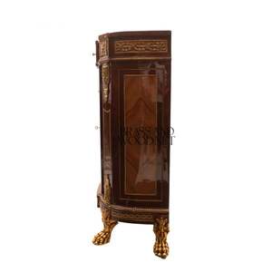 Console classique avec plateau en marbre, corps en bois orné de motifs et accents dorés décoratifs, console de rangement de luxe - Product Image 6