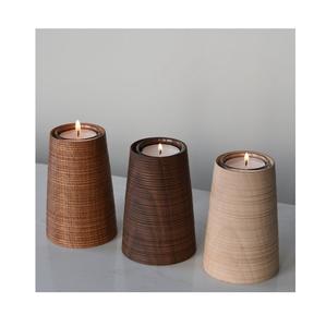 Modern Minimal Wooden T Light Holder Designed to <b>Highlight</b> Wood Beauty and Provide Soft Ambient Lighting for Home Interiors - Product Image 3