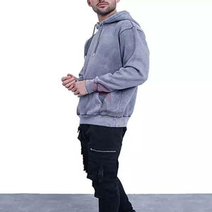 เสื้อมีฮู้ดล้างกรดของผู้ชายสไตล์วินเทจผ้าคอตตอนแบบสวมหัวผ้าคอตตอนเนื้ออุ่น - Product Image 4