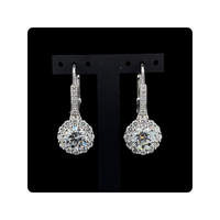 Conjunto de Joyería con Halo de Diamantes CVD Redondos Brillantes en Oro Blanco de 10 Quilates, Regalo de Alta Gama para Bodas, Fiestas y Aniversarios