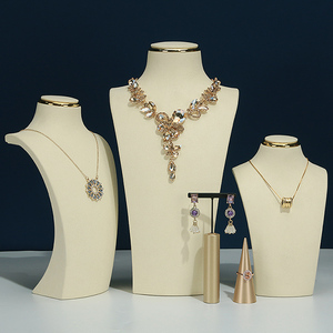 Hot bán phong cách màu be sợi nhỏ sang trọng Vòng cổ hiển thị đứng Bust trang sức hiển thị Bust mannequin - Product Image 4