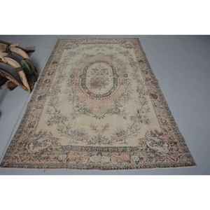 Alfombra Turca Vintage Grande de 5.3x8.8 pies, Alfombra Abstracta Marrón y Azul - Product Image 1