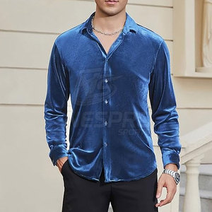 Royal Touch Chemise en velours pour homme Look décontracté de luxe Gentleman moderne Style hawaïen Col rabattu Respirant Coupe ajustée - Product Image 3