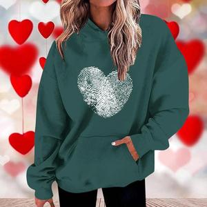 Sweat à capuche surdimensionné imprimé à la mode pour femmes pull confortable à manches longues en coton mélangé avec impression graphique artistique - Product Image 3