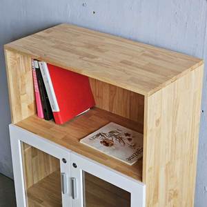 Contemporary 3-Tier Metal Storage <b>Cabinet</b> THS68033 Glass Doors <b>Lock</b> Rubber Wood Contemporary 3-Tier Lockable - Product Image 6