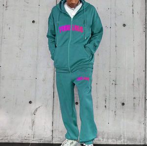 Survêtement de haute qualité à capuche, style streetwear, ourlet brut, sweat-shirt d'hiver, coton ample, imprimé personnalisé, polaire uni, survêtement pour homme - Product Image 5