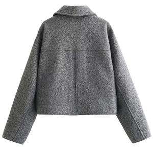 HXAO Women's Varsity Jacket <b>Winter</b> <b>Coat</b> Breathable Cotton Outerwear Long Sleeve Solid Casual - Product Image 2