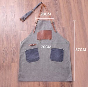 High Quality Adjustable Buckle Black Cotton Canvas Tool Work Stylish <b>Leather</b> <b>Apron</b> AAA-0016B - Product Image 3
