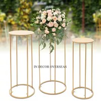 Cristal clair perlé et métal plaqué or de haute qualité Look attrayant Designer ensemble de 3 fournitures de décoration de pièce maîtresse de Table de mariage