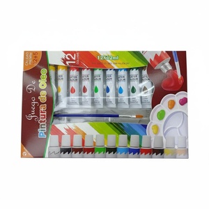 Ensemble de peinture à l'aquarelle de 17 pièces avec 12 peintures lavables non toxiques, 4 pinceaux et 1 palette - Product Image 1