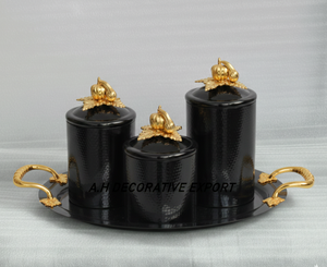 Bandeja de Acero Inoxidable Negro Dorado de Calidad de Exportación con Tapa de Hebilla Dorada, Almacenamiento Decorativo Ecológico de Estilo Europeo Premium - Product Image 4