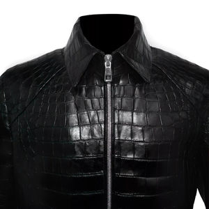 แจ็กเก็ตหนังจระเข้สำหรับผู้ชายแจ็คเก็ตหนังแฟชั่นใหม่สำหรับผู้ชายเสื้อแจ็คเก็ตหนังกันลม - Product Image 4