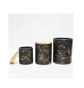 Unique Black Eco-Friendly Cylinder Designer Handmade Metal Candle Jar with Wooden <b>Lid</b> for Home Hotels Restaurants & Weddings - Product Image 1