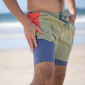 Men's Summer Casual Swim Shorts Double-<b>Layer</b> Sweat Beach Trunk Breathable and Waterproof Design - Product Image 2