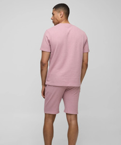 Conjunto corto de 2 piezas de gofres de verano para hombre de alta calidad, camiseta y pantalones cortos de algodón de manga corta transpirable personalizados, ropa de calle de talla grande - Product Image 4