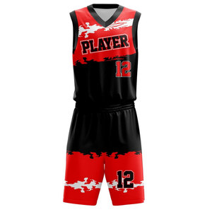 Vêtements de sport à col en V pour hommes, ensemble d'uniformes de basket-ball Offre Spéciale, meilleure qualité d'usine, nouveau design imprimé pour la saison estivale - Product Image 1