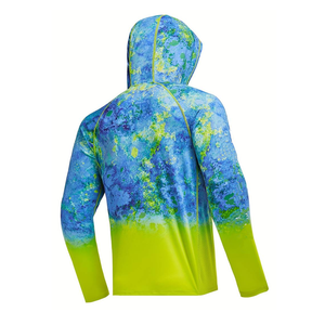 Personalizado UPF 50 UV protector solar con capucha camisas de pesca de secado rápido de poliéster de manga larga impresa rendimiento ropa de pesca sublimación - Product Image 3