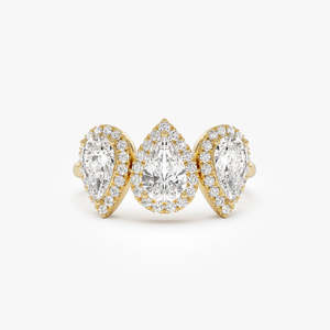 Bague de fiançailles en or 14 carats avec diamant de laboratoire en forme de poire, serti halo, brillant et fait main, 1,90 ct E-F VS, pour usage quotidien, bijou raffiné, cadeau - Product Image 2